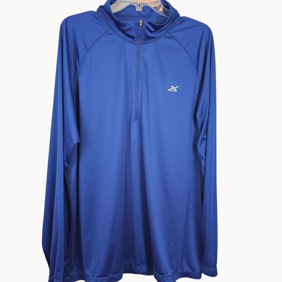 GSX Gander Mountain Men's XL Blue Long Sleeve 3/4 Zip Mock Neck Activewear Top - Picture 1 of 14